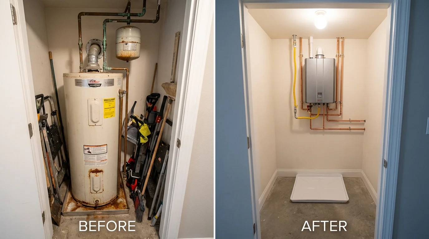 Tank water heater versus wall-mounted tankless unit comparison for Las Cruces, NM homeowners