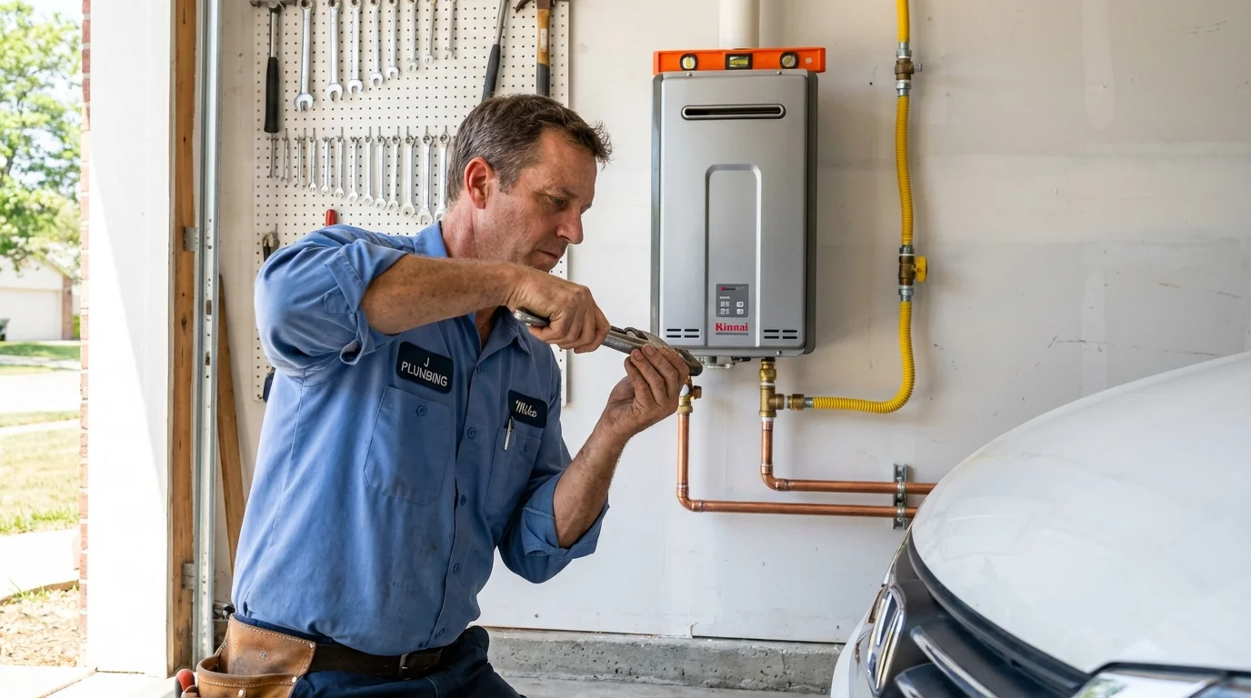 Tankless water heater installation by a Johns Plumbing LLC plumber in Las Cruces