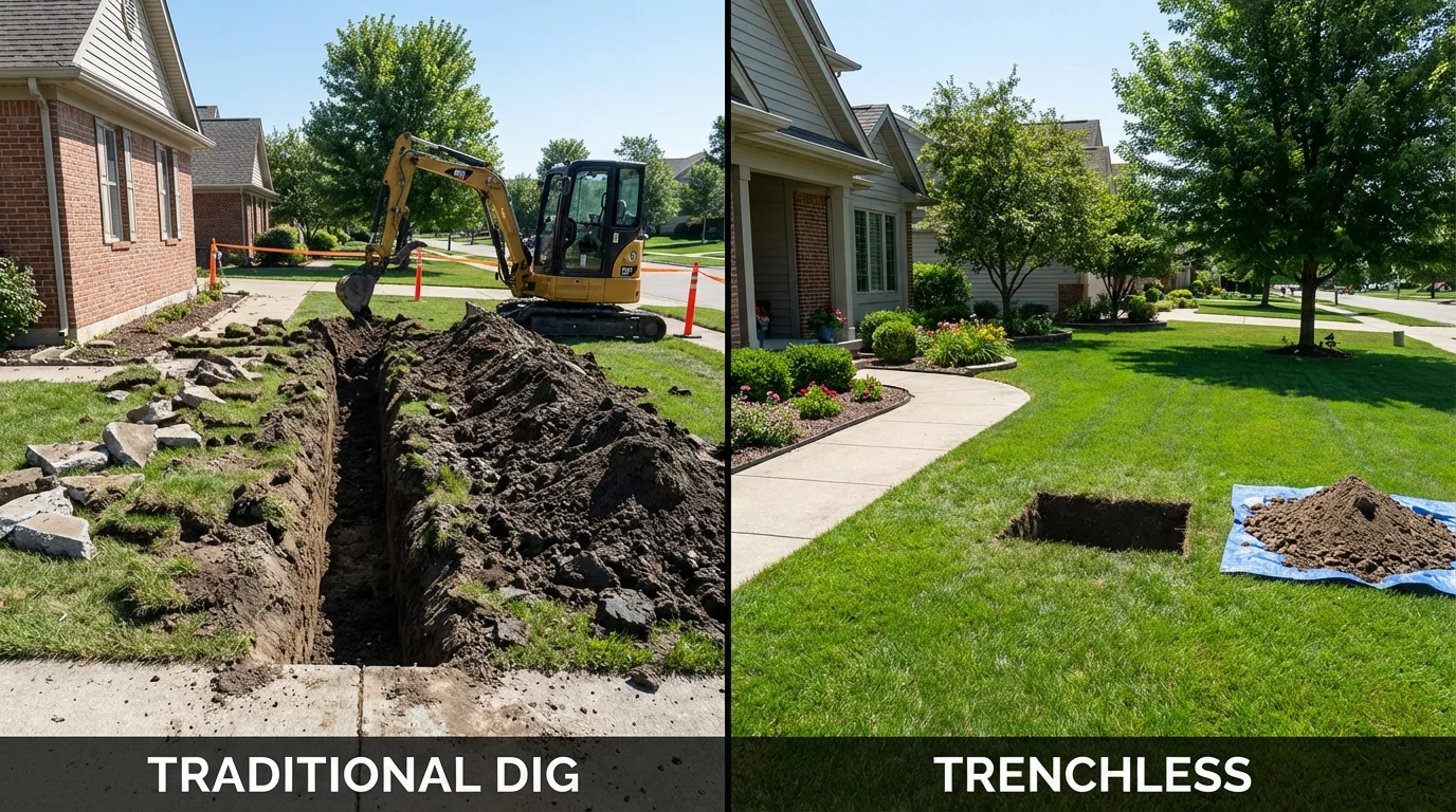 Trenchless sewer repair with minimal yard damage versus traditional excavation in Las Cruces, NM